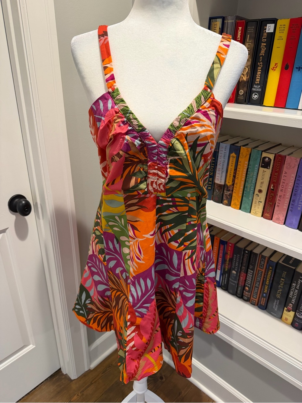 Anthropologie Tropical Mini Dress in Pink, Orange, Green